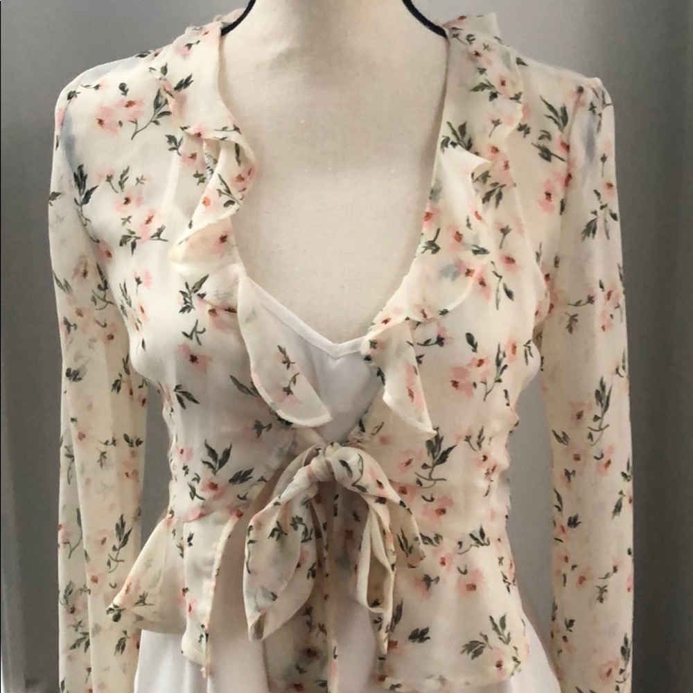 Eight Paris Floral Front Tie Blouse